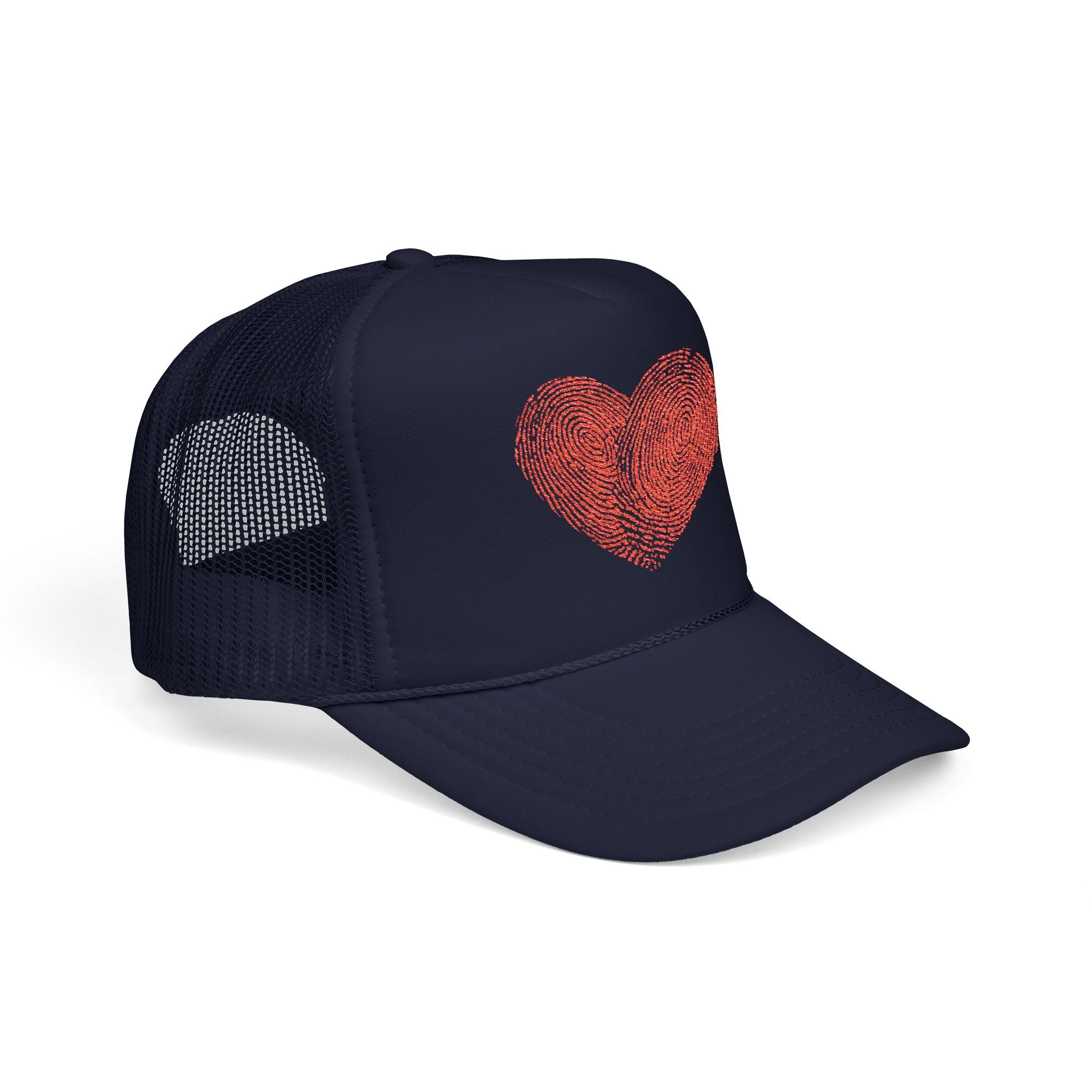 Stylish Foam Trucker Hat with Heart Embroidery