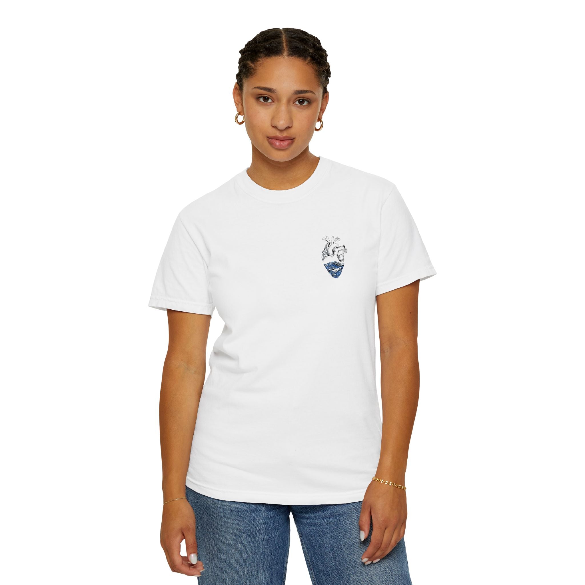 Floral Heart Unisex Garment-Dyed T-Shirt, Casual Tee