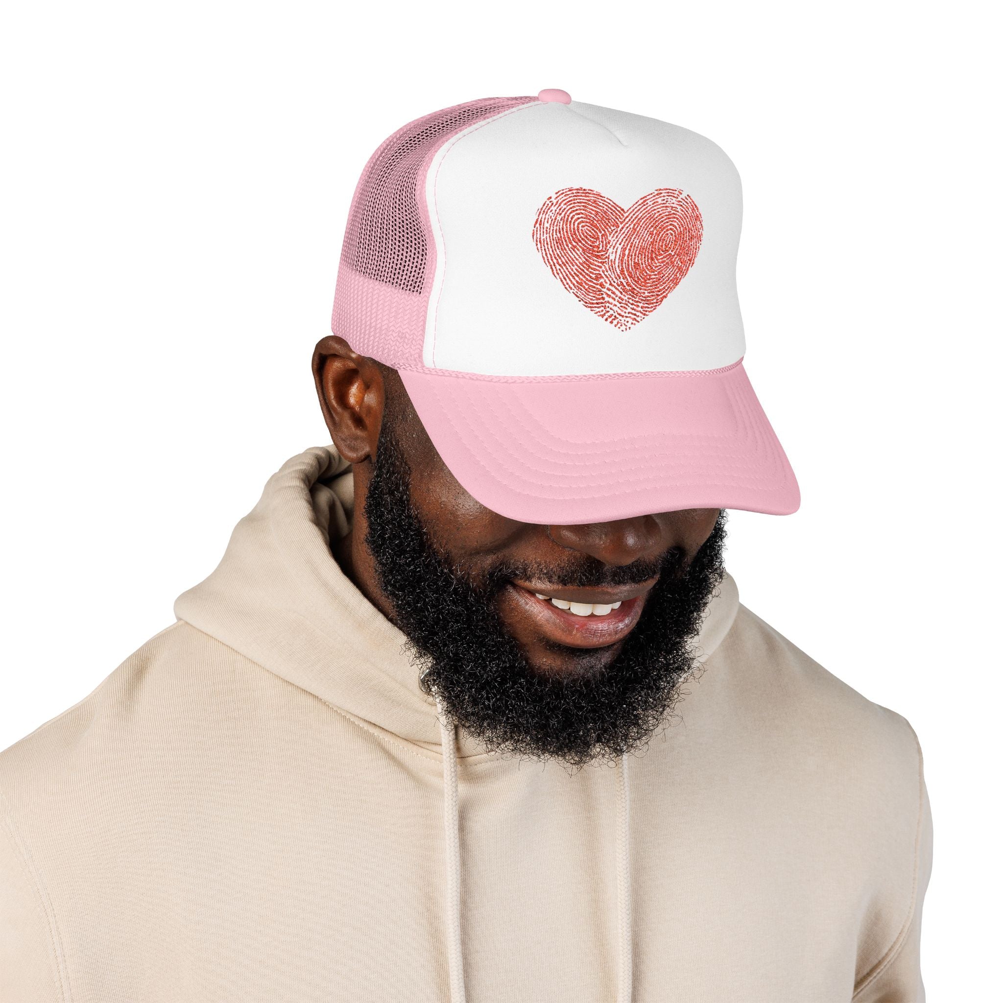 Stylish Foam Trucker Hat with Heart Embroidery