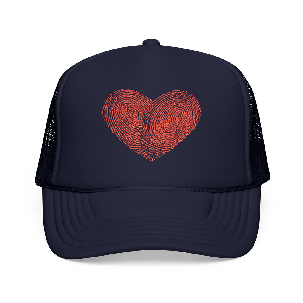Stylish Foam Trucker Hat with Heart Embroidery