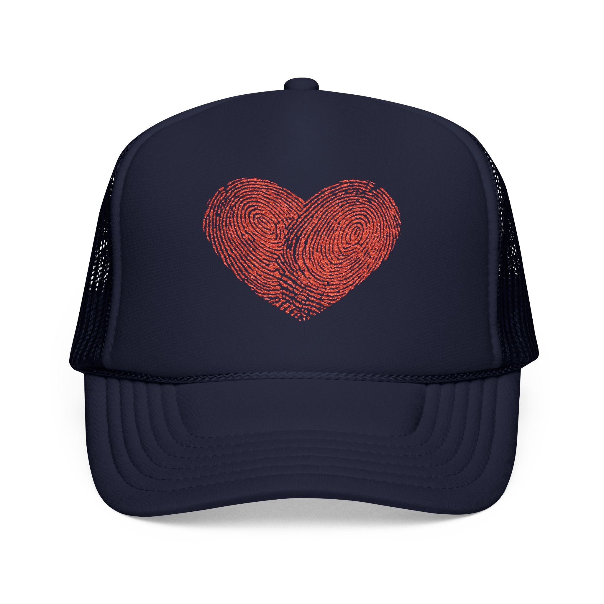 Stylish Foam Trucker Hat with Heart Embroidery