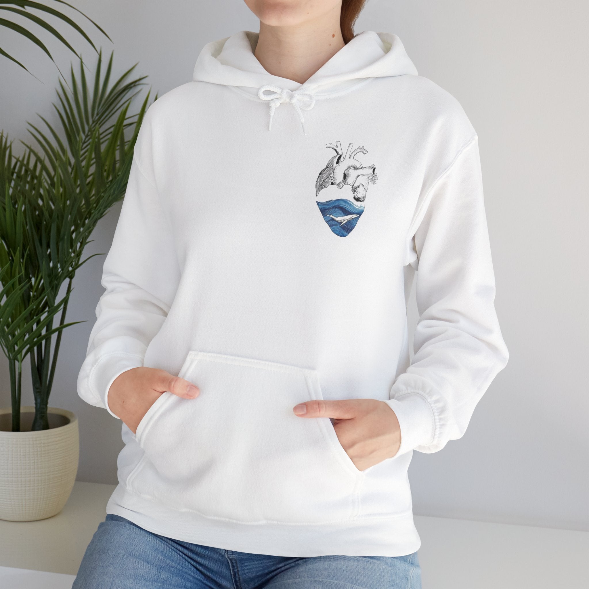 Cozy Ocean Waves Hooded Sweatshirt - Unisex Sweatshirt for Beach Lovers