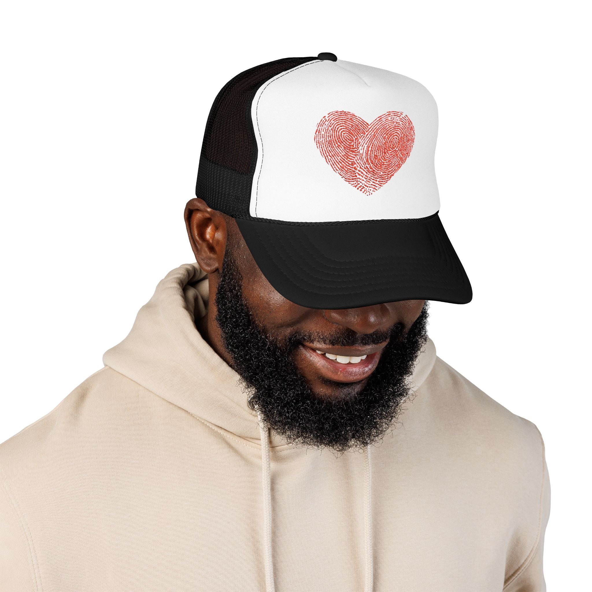 Stylish Foam Trucker Hat with Heart Embroidery
