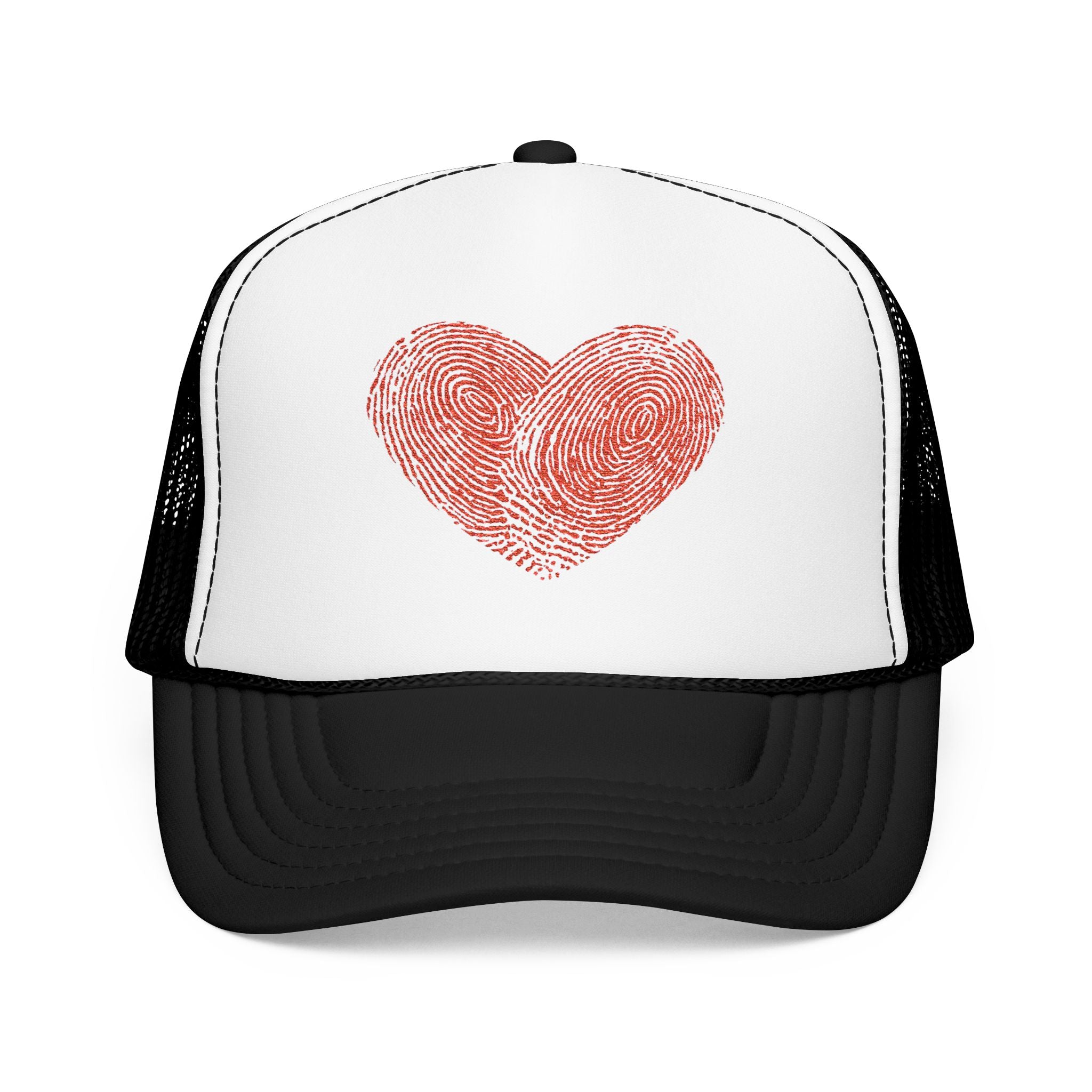 Stylish Foam Trucker Hat with Heart Embroidery