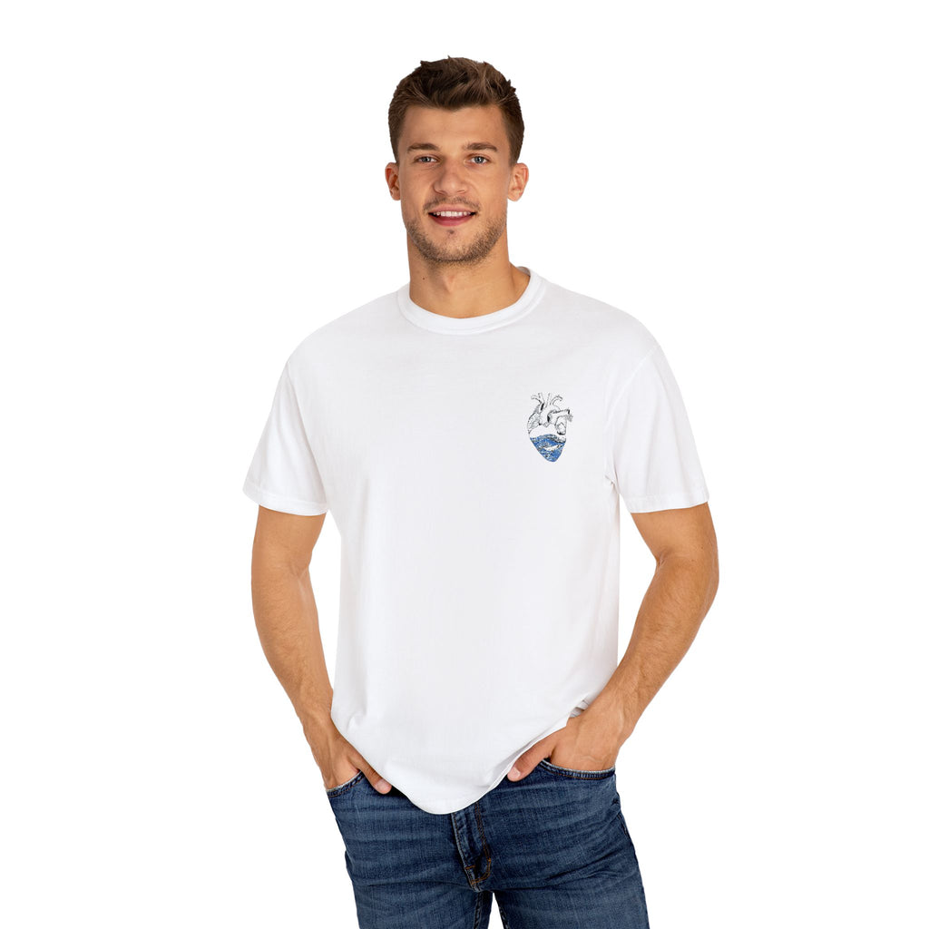 Floral Heart Unisex Garment-Dyed T-Shirt, Casual Tee