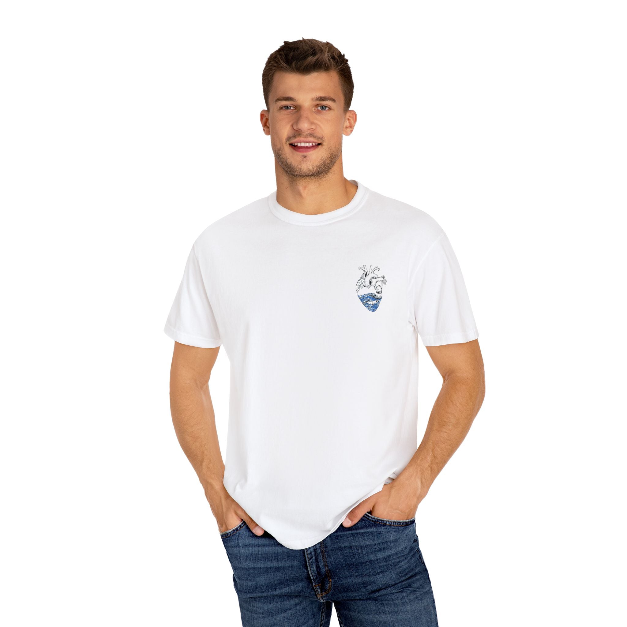 Floral Heart Unisex Garment-Dyed T-Shirt, Casual Tee