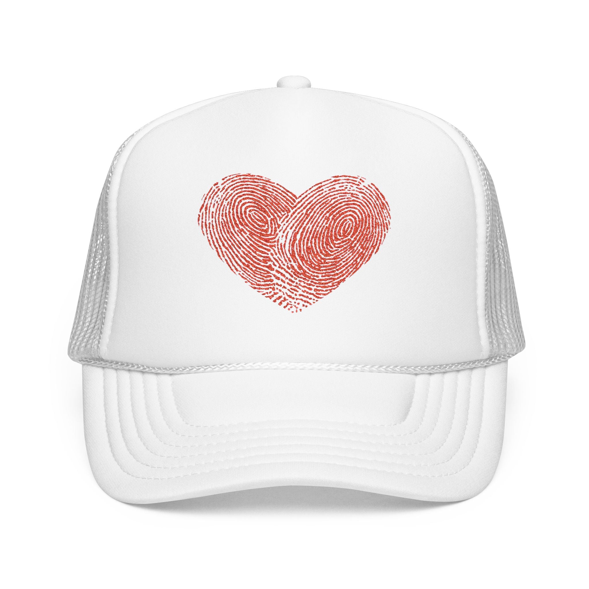 Stylish Foam Trucker Hat with Heart Embroidery