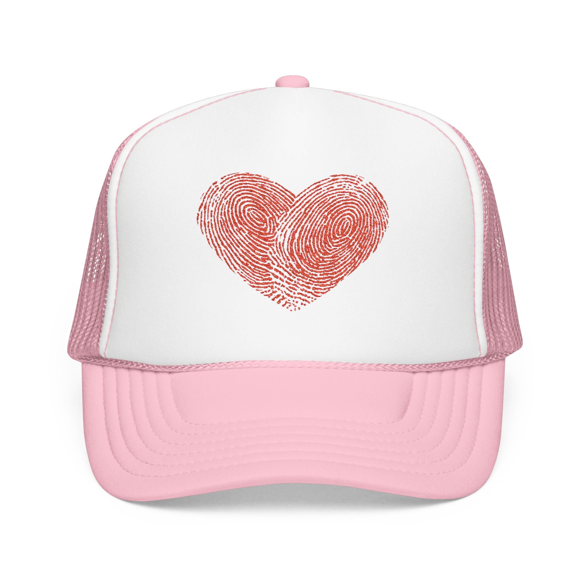 Stylish Foam Trucker Hat with Heart Embroidery