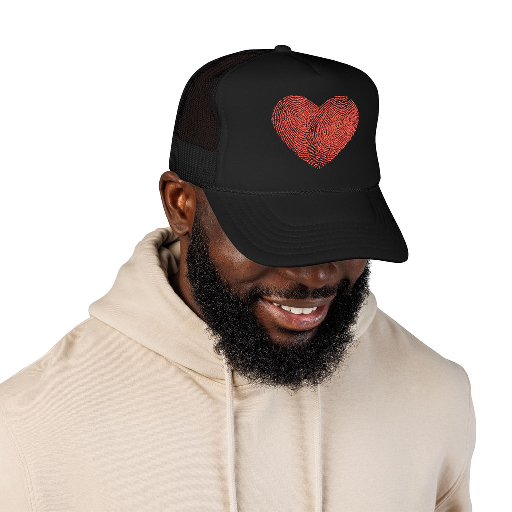 Stylish Foam Trucker Hat with Heart Embroidery