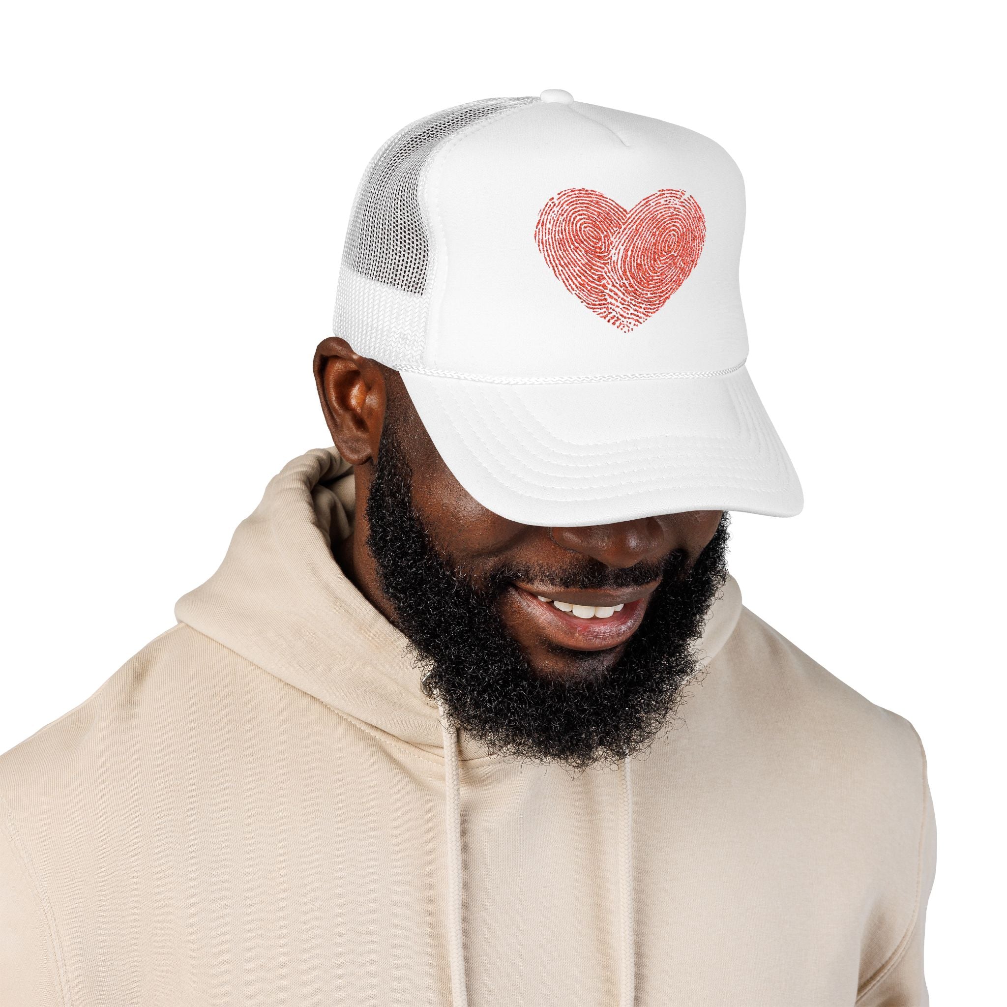 Stylish Foam Trucker Hat with Heart Embroidery