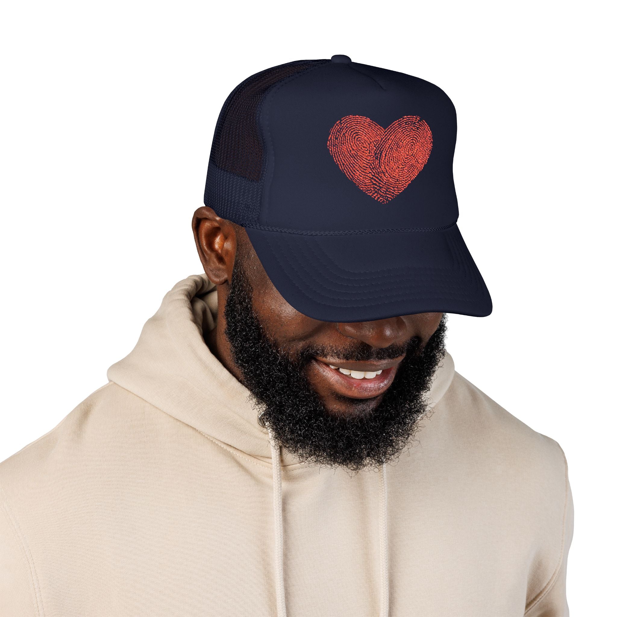Stylish Foam Trucker Hat with Heart Embroidery